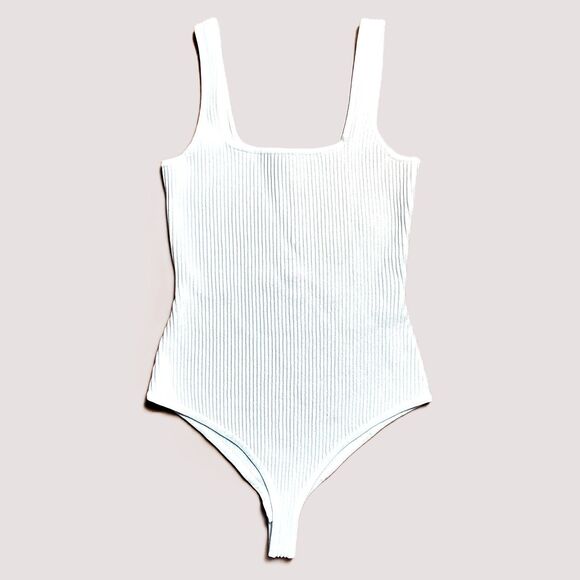 Altar'd State Tops - Altar’d State White Ribbed Bodysuit Womens Medium Sleeveless Stretch